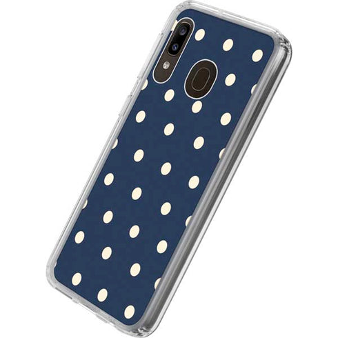 Blue and Cream Polka Dots Galaxy A20 Clear Case